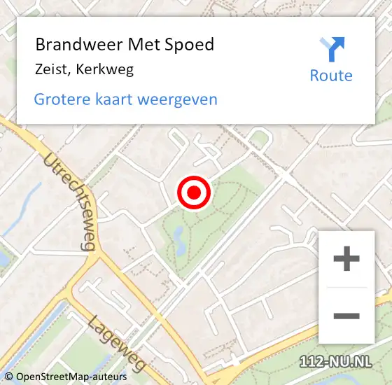 Locatie op kaart van de 112 melding: Brandweer Met Spoed Naar Zeist, Kerkweg op 26 juni 2015 09:18