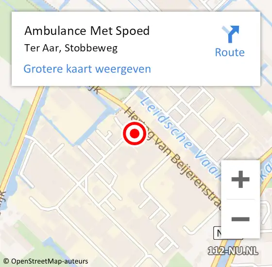 Locatie op kaart van de 112 melding: Ambulance Met Spoed Naar Ter Aar, Stobbeweg op 26 juni 2015 09:34