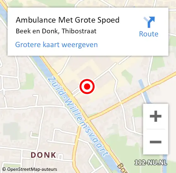 Locatie op kaart van de 112 melding: Ambulance Met Grote Spoed Naar Beek en Donk, Thibostraat op 12 november 2013 08:46