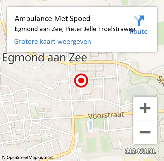 Locatie op kaart van de 112 melding: Ambulance Met Spoed Naar Egmond aan Zee, Pieter Jelle Troelstraweg op 26 juni 2015 10:54