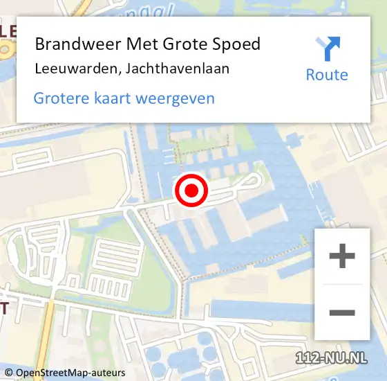 Locatie op kaart van de 112 melding: Brandweer Met Grote Spoed Naar Leeuwarden, Jachthavenlaan op 26 juni 2015 12:01