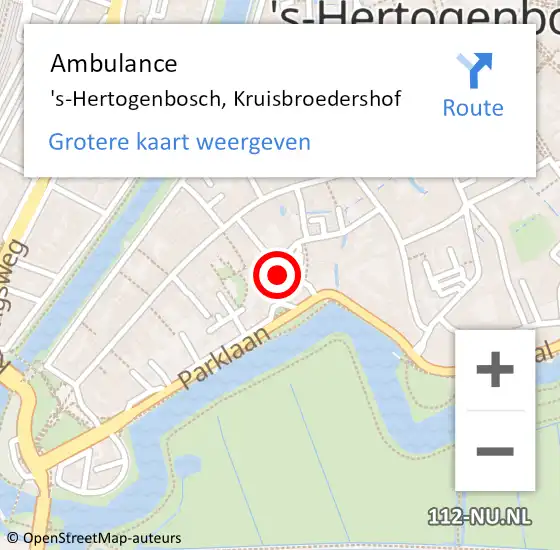 Locatie op kaart van de 112 melding: Ambulance 's-Hertogenbosch, Kruisbroedershof op 26 juni 2015 12:03