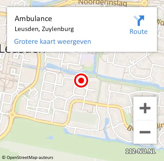 Locatie op kaart van de 112 melding: Ambulance Leusden, Zuylenburg op 26 juni 2015 12:17