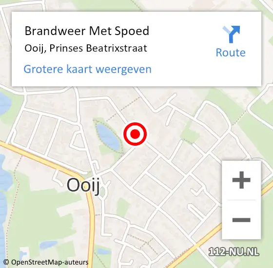 Locatie op kaart van de 112 melding: Brandweer Met Spoed Naar Ooij, Prinses Beatrixstraat op 26 juni 2015 12:56