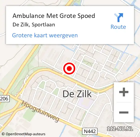 Locatie op kaart van de 112 melding: Ambulance Met Grote Spoed Naar De Zilk, Sportlaan op 26 juni 2015 13:00