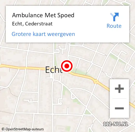 Locatie op kaart van de 112 melding: Ambulance Met Spoed Naar Echt, Cederstraat op 26 juni 2015 13:24