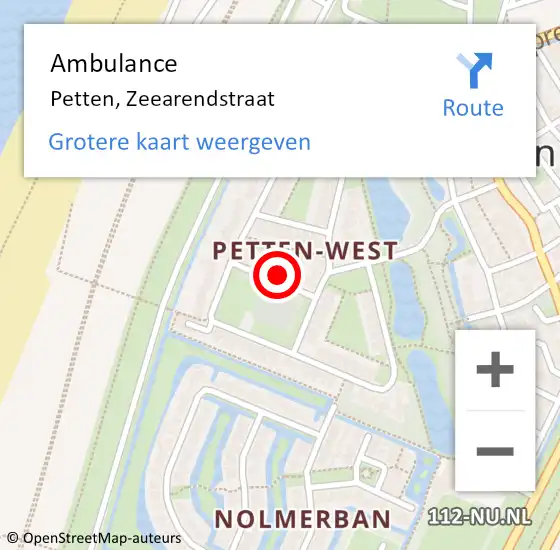 Locatie op kaart van de 112 melding: Ambulance Petten, Zeearendstraat op 26 juni 2015 13:43