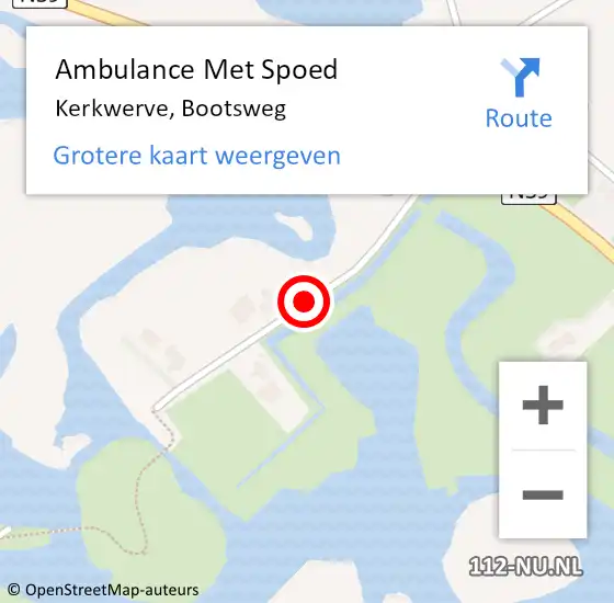 Locatie op kaart van de 112 melding: Ambulance Met Spoed Naar Kerkwerve, Bootsweg op 26 juni 2015 13:43