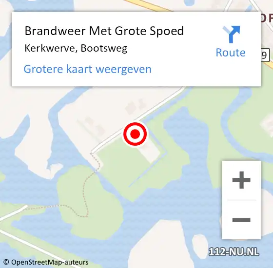 Locatie op kaart van de 112 melding: Brandweer Met Grote Spoed Naar Kerkwerve, Bootsweg op 26 juni 2015 13:45