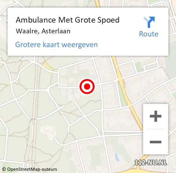 Locatie op kaart van de 112 melding: Ambulance Met Grote Spoed Naar Waalre, Asterlaan op 26 juni 2015 14:57