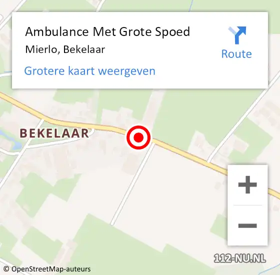 Locatie op kaart van de 112 melding: Ambulance Met Grote Spoed Naar Mierlo, Bekelaar op 26 juni 2015 15:00