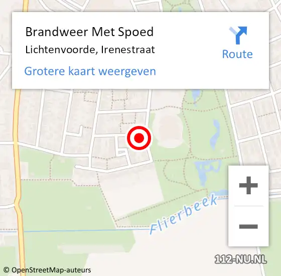 Locatie op kaart van de 112 melding: Brandweer Met Spoed Naar Lichtenvoorde, Irenestraat op 26 juni 2015 15:14