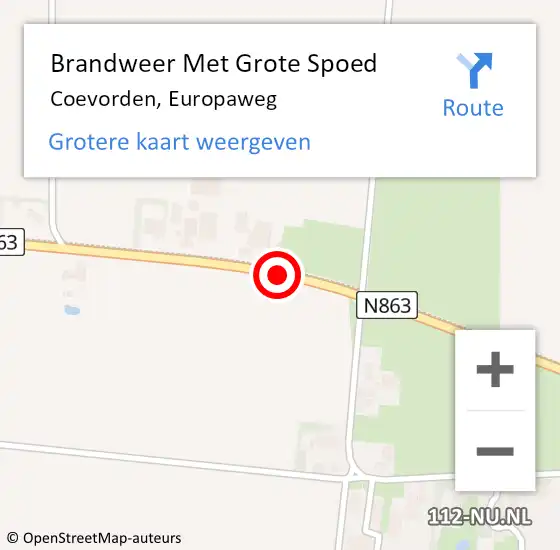 Locatie op kaart van de 112 melding: Brandweer Met Grote Spoed Naar Coevorden, Europaweg op 26 juni 2015 15:44