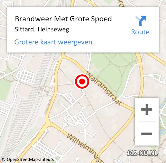 Locatie op kaart van de 112 melding: Brandweer Met Grote Spoed Naar Sittard, Heinseweg op 26 juni 2015 17:07