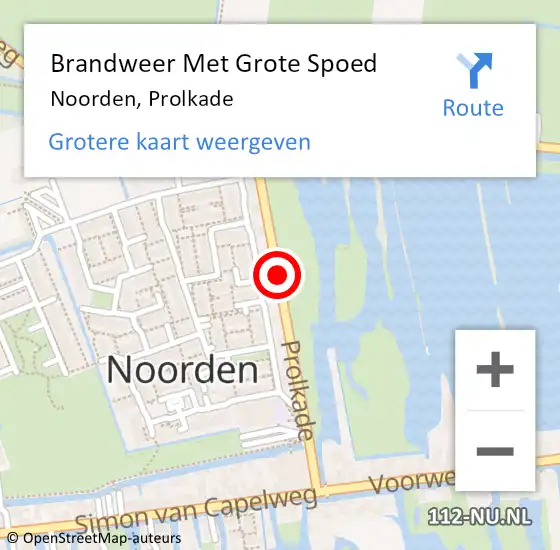 Locatie op kaart van de 112 melding: Brandweer Met Grote Spoed Naar Noorden, Prolkade op 26 juni 2015 17:09