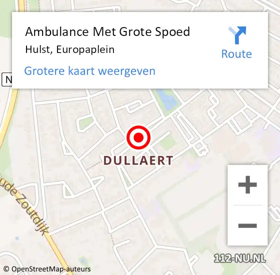 Locatie op kaart van de 112 melding: Ambulance Met Grote Spoed Naar Hulst, Europaplein op 26 juni 2015 17:20