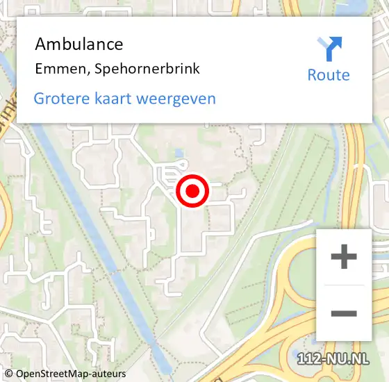 Locatie op kaart van de 112 melding: Ambulance Emmen, Spehornerbrink op 26 juni 2015 17:37