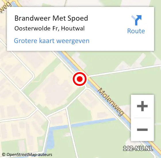 Locatie op kaart van de 112 melding: Brandweer Met Spoed Naar Oosterwolde Fr, Houtwal op 26 juni 2015 17:48