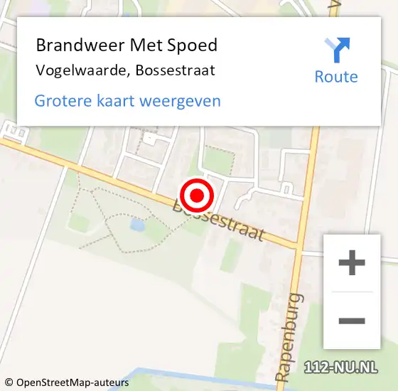 Locatie op kaart van de 112 melding: Brandweer Met Spoed Naar Vogelwaarde, Bossestraat op 26 juni 2015 17:53