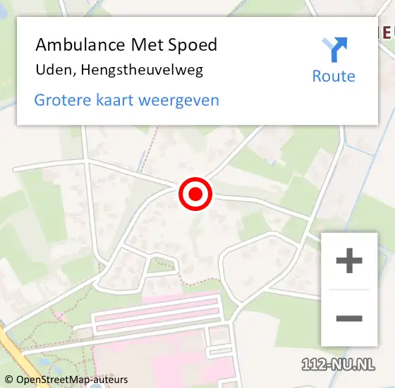 Locatie op kaart van de 112 melding: Ambulance Met Spoed Naar Uden, Hengstheuvelweg op 26 juni 2015 18:03