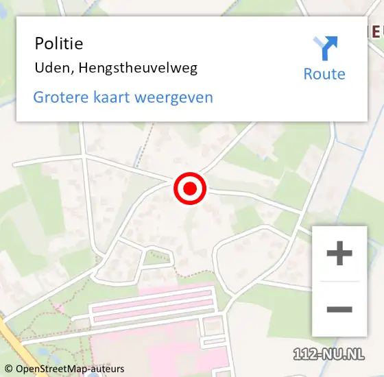 Locatie op kaart van de 112 melding: Politie Uden, Hengstheuvelweg op 26 juni 2015 18:07