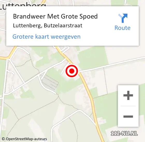 Locatie op kaart van de 112 melding: Brandweer Met Grote Spoed Naar Luttenberg, Butzelaarstraat op 26 juni 2015 18:43