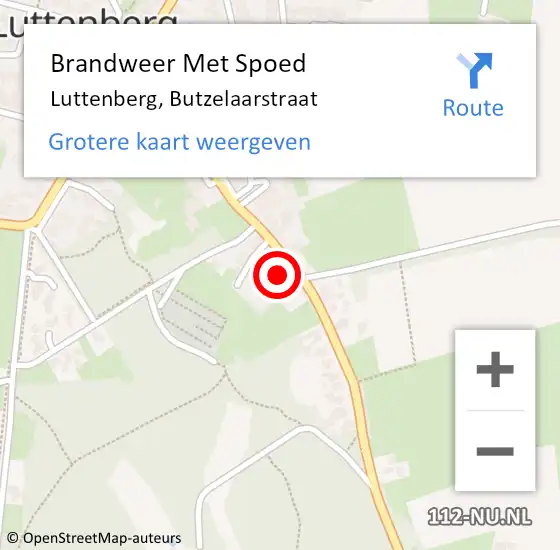 Locatie op kaart van de 112 melding: Brandweer Met Spoed Naar Luttenberg, Butzelaarstraat op 26 juni 2015 19:03