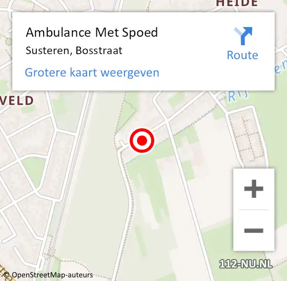 Locatie op kaart van de 112 melding: Ambulance Met Spoed Naar Susteren, Bosstraat op 26 juni 2015 19:52