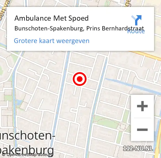 Locatie op kaart van de 112 melding: Ambulance Met Spoed Naar Bunschoten-Spakenburg, Prins Bernhardstraat op 26 juni 2015 20:29