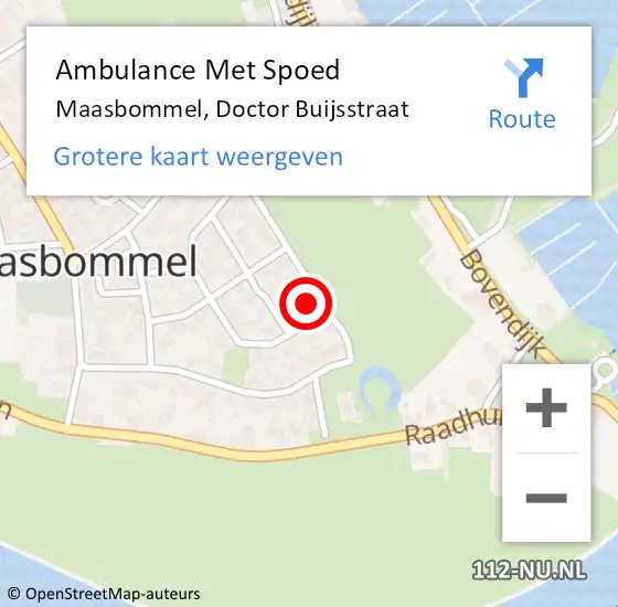 Locatie op kaart van de 112 melding: Ambulance Met Spoed Naar Maasbommel, Doctor Buijsstraat op 26 juni 2015 20:59