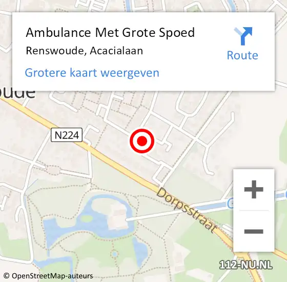 Locatie op kaart van de 112 melding: Ambulance Met Grote Spoed Naar Renswoude, Acacialaan op 26 juni 2015 21:27