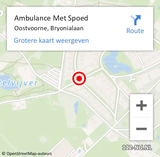 Locatie op kaart van de 112 melding: Ambulance Met Spoed Naar Oostvoorne, Bryonialaan op 26 juni 2015 23:35