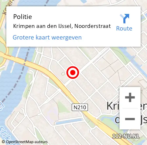 Locatie op kaart van de 112 melding: Politie Krimpen aan den IJssel, Noorderstraat op 12 november 2013 09:58