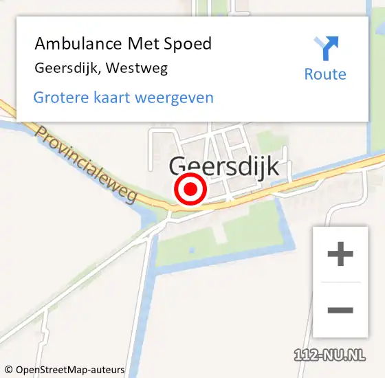 Locatie op kaart van de 112 melding: Ambulance Met Spoed Naar Geersdijk, Westweg op 27 juni 2015 00:01