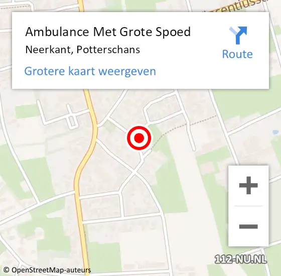 Locatie op kaart van de 112 melding: Ambulance Met Grote Spoed Naar Neerkant, Potterschans op 27 juni 2015 00:24