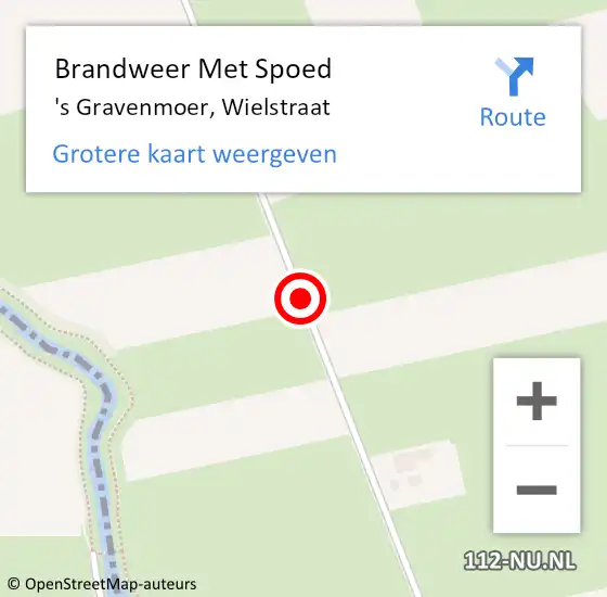 Locatie op kaart van de 112 melding: Brandweer Met Spoed Naar 's Gravenmoer, Wielstraat op 27 juni 2015 01:15