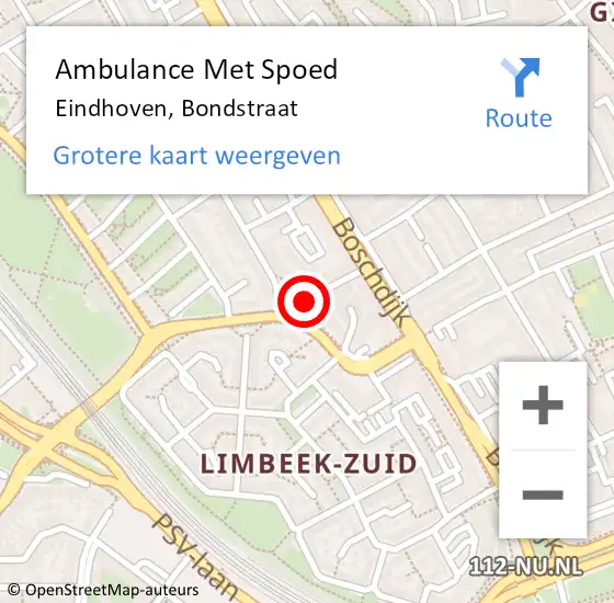 Locatie op kaart van de 112 melding: Ambulance Met Spoed Naar Eindhoven, Bondstraat op 27 juni 2015 01:54