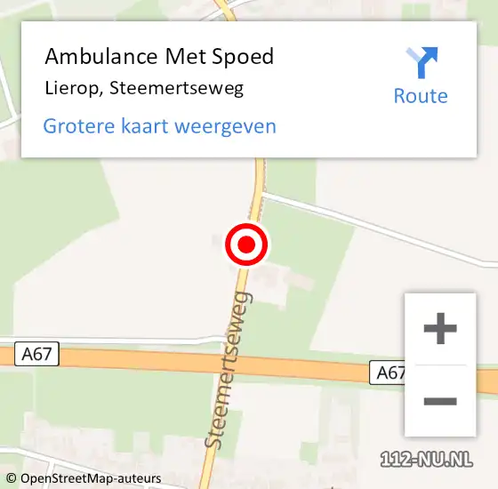 Locatie op kaart van de 112 melding: Ambulance Met Spoed Naar Lierop, Steemertseweg op 27 juni 2015 02:27