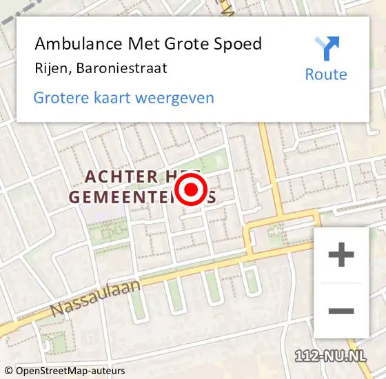 Locatie op kaart van de 112 melding: Ambulance Met Grote Spoed Naar Rijen, Baroniestraat op 27 juni 2015 02:59