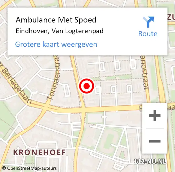 Locatie op kaart van de 112 melding: Ambulance Met Spoed Naar Eindhoven, Van Logterenpad op 27 juni 2015 03:00