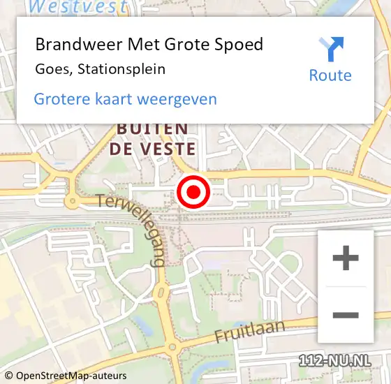 Locatie op kaart van de 112 melding: Brandweer Met Grote Spoed Naar Goes, Stationsplein op 27 juni 2015 03:24