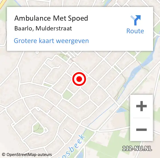 Locatie op kaart van de 112 melding: Ambulance Met Spoed Naar Baarlo, Mulderstraat op 27 juni 2015 04:44