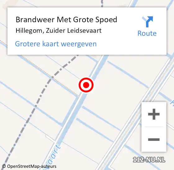 Locatie op kaart van de 112 melding: Brandweer Met Grote Spoed Naar Hillegom, Zuider Leidsevaart op 27 juni 2015 05:22