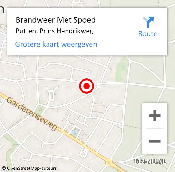 Locatie op kaart van de 112 melding: Brandweer Met Spoed Naar Putten, Prins Hendrikweg op 27 juni 2015 05:45