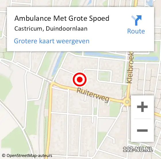 Locatie op kaart van de 112 melding: Ambulance Met Grote Spoed Naar Castricum, Duindoornlaan op 27 juni 2015 07:46