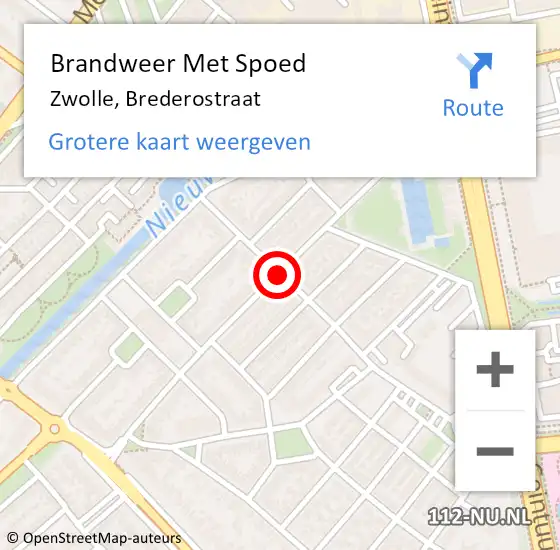 Locatie op kaart van de 112 melding: Brandweer Met Spoed Naar Zwolle, Brederostraat op 27 juni 2015 07:58