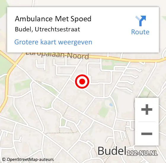 Locatie op kaart van de 112 melding: Ambulance Met Spoed Naar Budel, Utrechtsestraat op 27 juni 2015 09:06