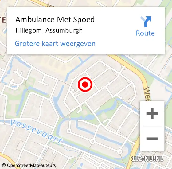 Locatie op kaart van de 112 melding: Ambulance Met Spoed Naar Hillegom, Assumburgh op 27 juni 2015 09:24