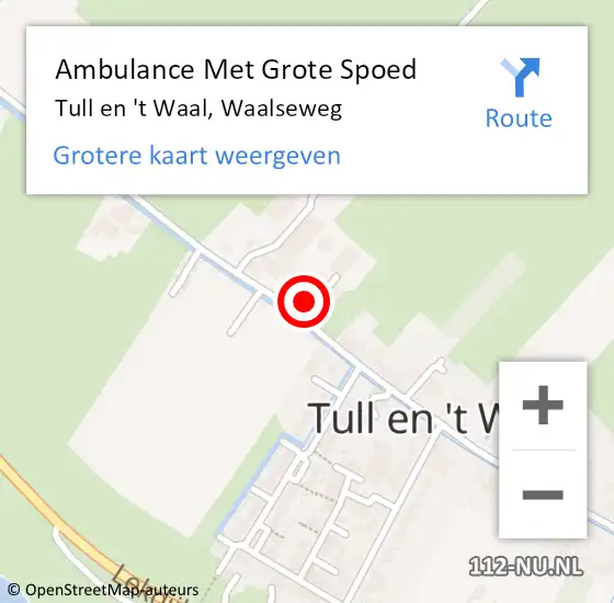 Locatie op kaart van de 112 melding: Ambulance Met Grote Spoed Naar Tull en 't Waal, Waalseweg op 27 juni 2015 09:36