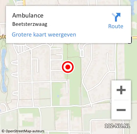 Locatie op kaart van de 112 melding: Ambulance Beetsterzwaag op 27 juni 2015 09:57